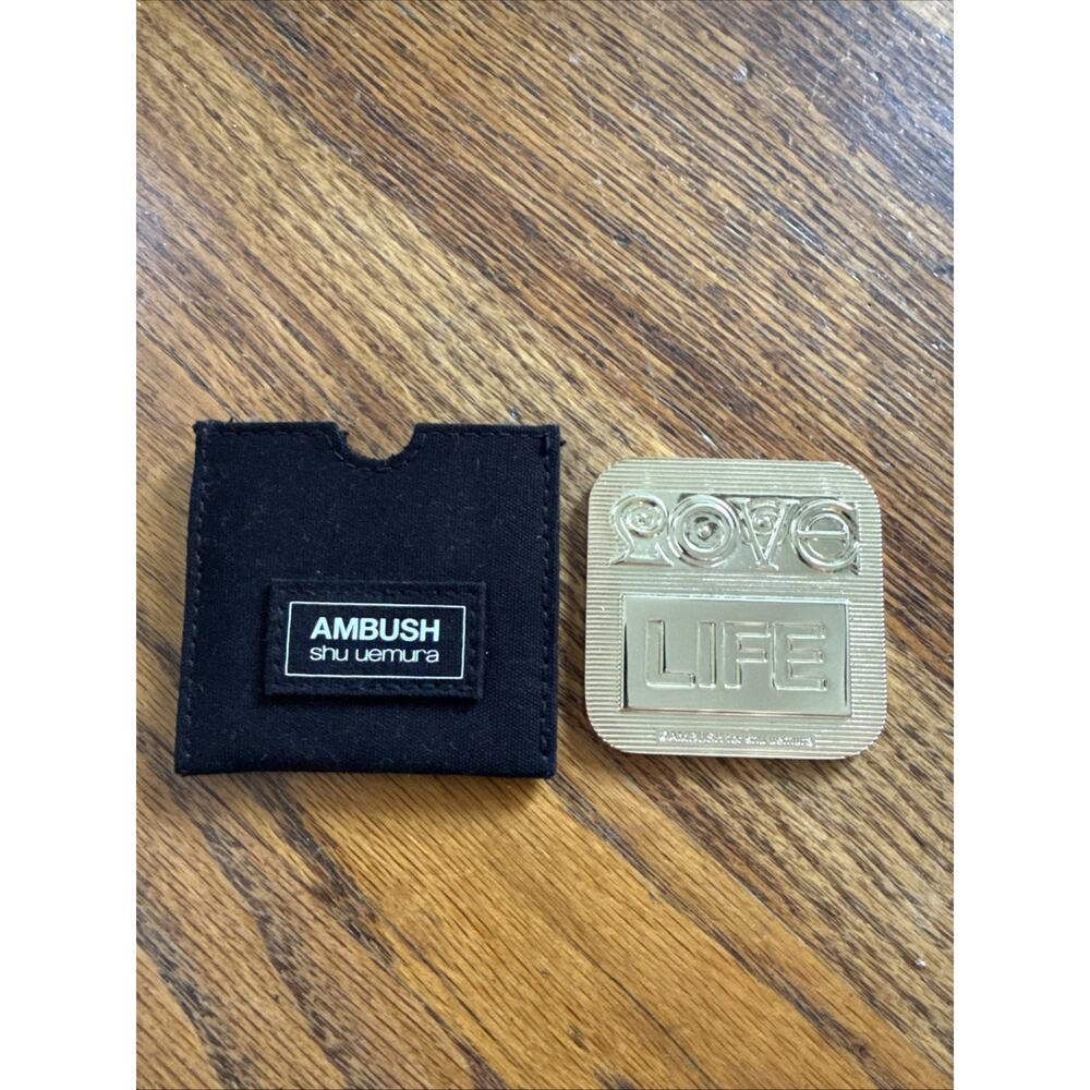 Rare Shu Uemura x Ambush "Love Life" Gold Tone Compact Mirror & Case